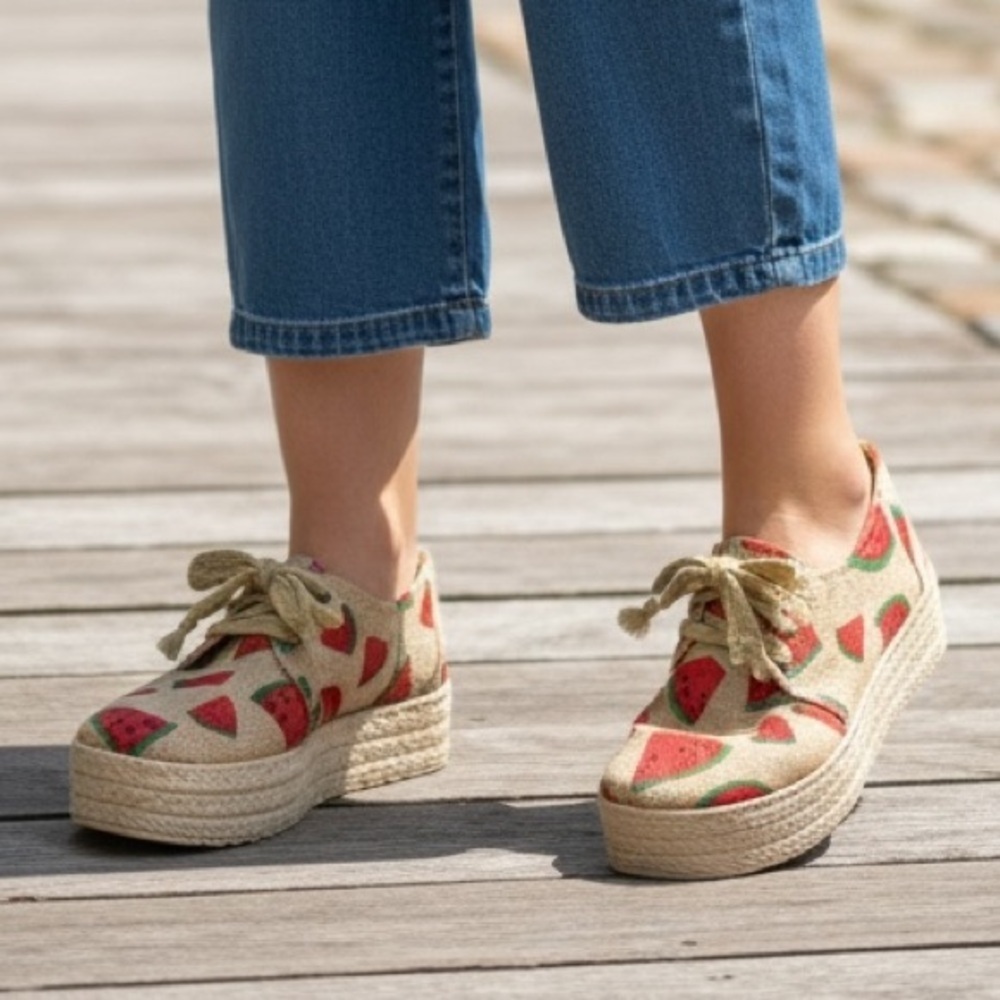Cute Watermelon Canvas Platform Sneakers